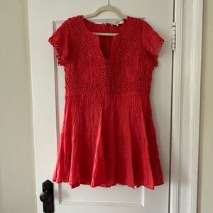 SEA NY coral linen dress